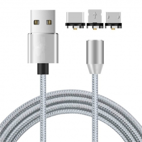 KCUB2012 Magnetic USB2.0 Cable for Mobile Micro B+Lightning+USB Type C