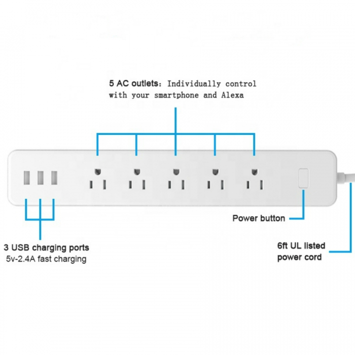 KCPCS011 Wifi Smart Power Strip with Switch