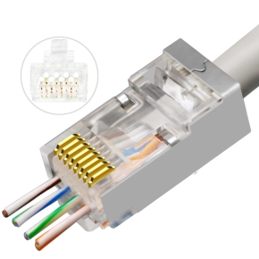 KCNWA014 Cat6/5e Transparent RJ45 Through Hole EZ Molular Plug Shielded