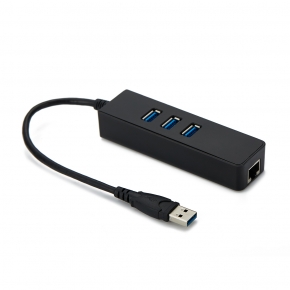 KCUB3015 USB 3.0 to RJ45+3×USB3.0 Converter ABS Housing